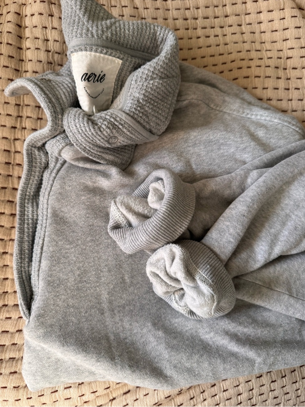 aerie Heather Gray Quarter-Snap Pullover Sweatshirt - Picture 2 of 2